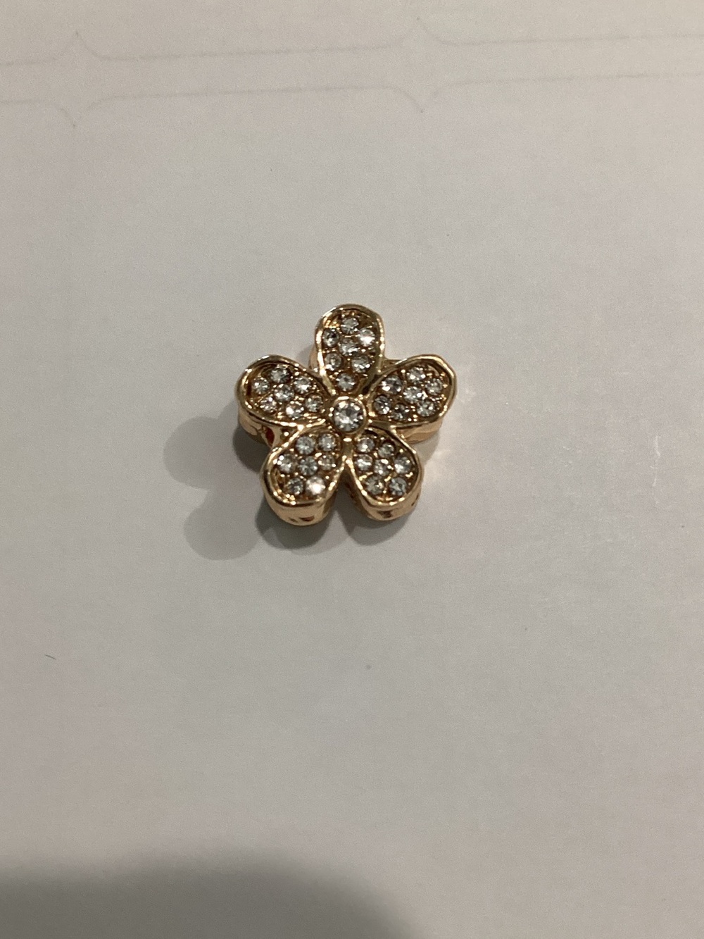 Gold Floral Pavé Charm with Clear Crystals - Women Jewelry